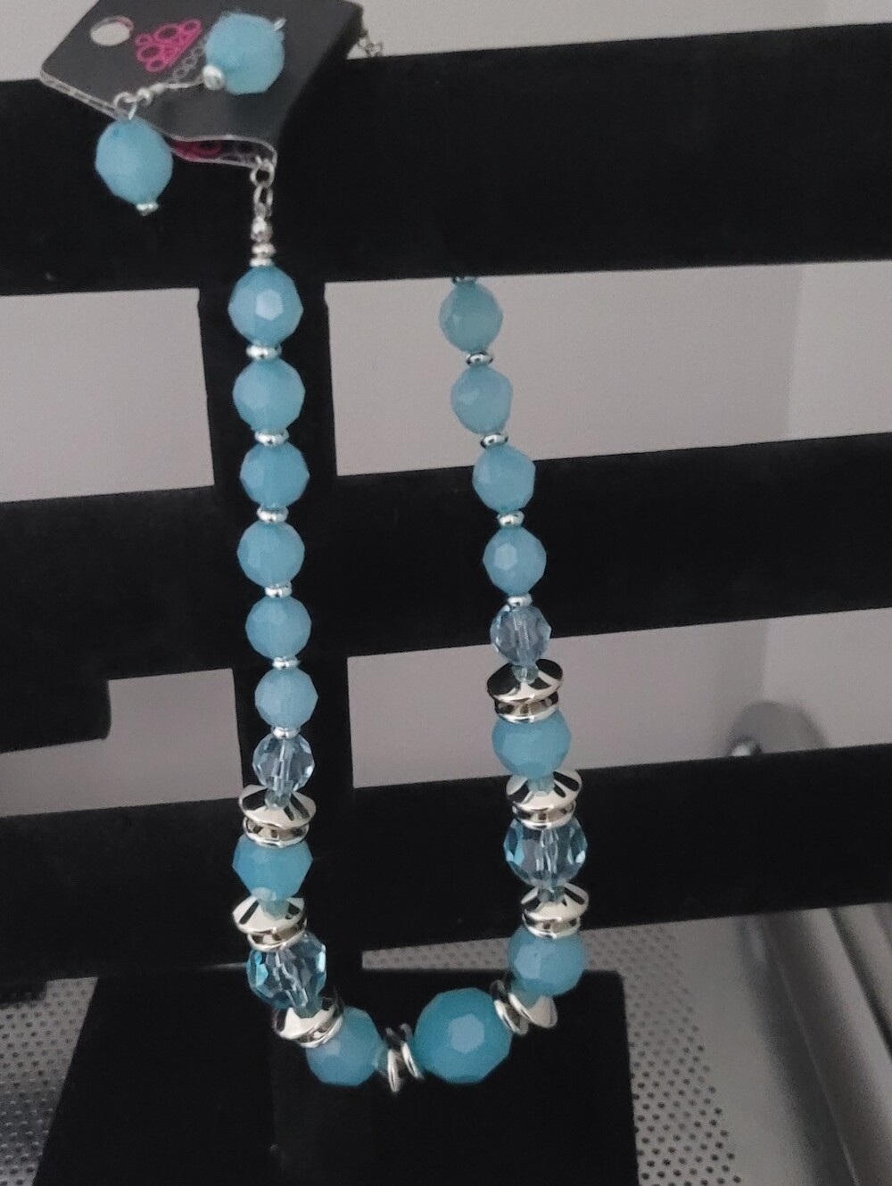 Paparazzi Blue Beaded Necklace with Silver Accents - Women's Jewelry